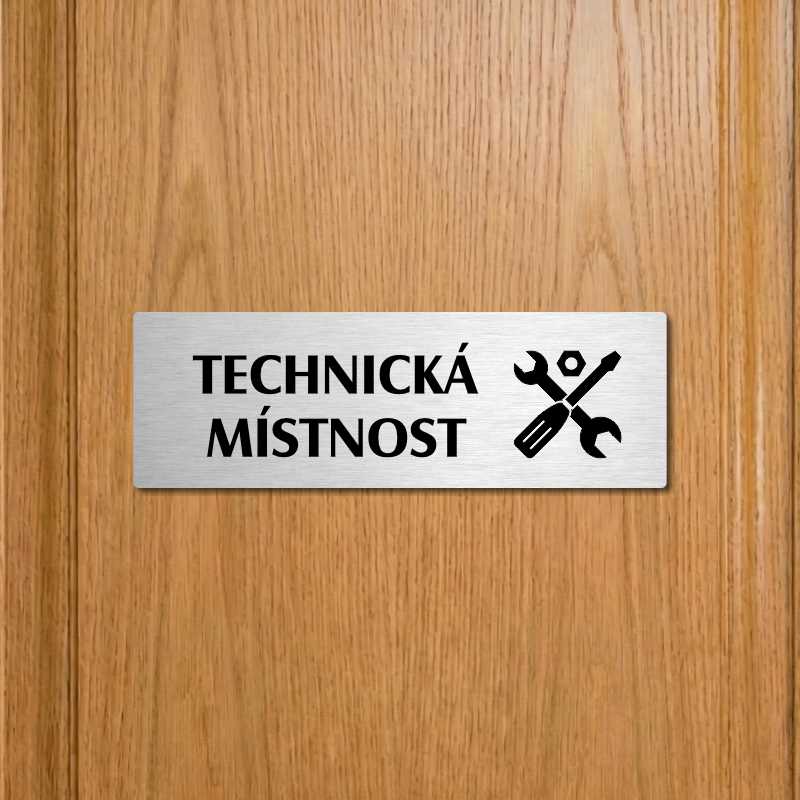 Technická místnost, 240x79mm, zlatá popiska s ozdobou uprostřed